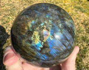 Flashy Labradorite Sphere: Large Rainbow Crystal Ball, Home Decor Gift (3.3") #2